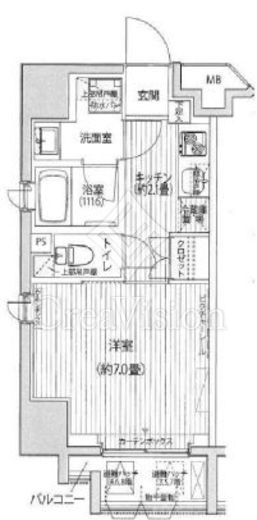 サイプレス御成門 1K　間取り