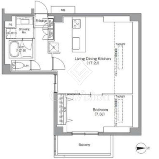 アローズ南麻布 1LDK　間取り図