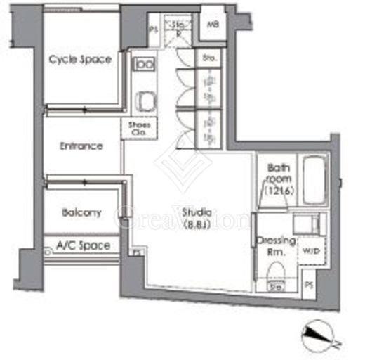 プライムガーデン駒沢大学 1R　間取り図