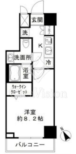 ルシェーヌ恵比寿 1K　間取り