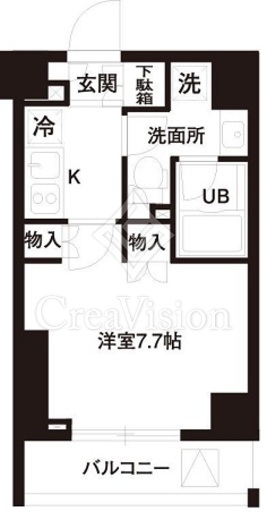 レジディア白金高輪 1K　間取り図