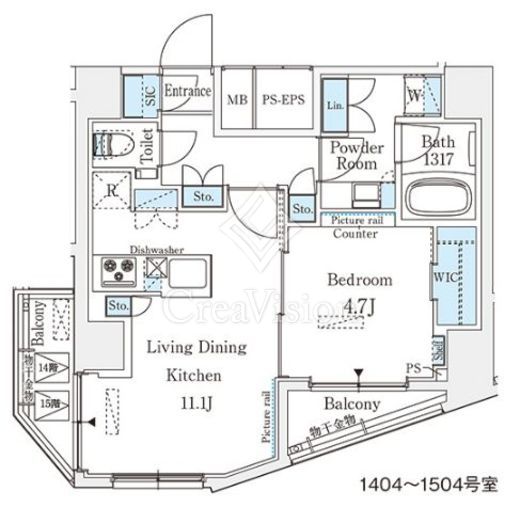 SIL西五反田 1LDK　間取り