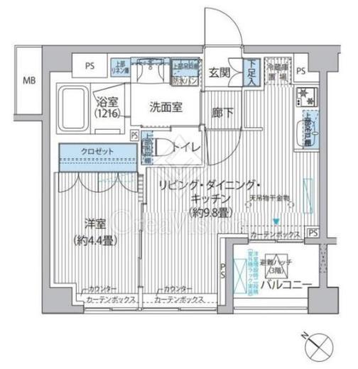 シティカレント目黒学芸大学 間取り　1LDK
