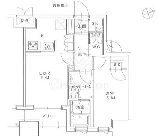 正金アパートメント入船 部屋　1DK