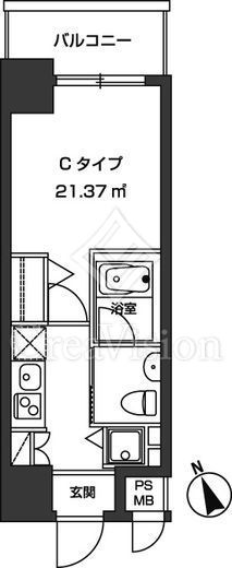 レジディア虎ノ門 1K　間取り
