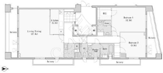 レジディア西麻布 間取り　2LDK