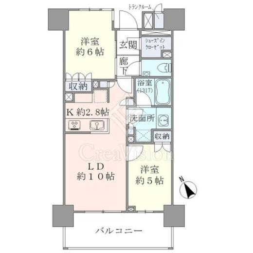 ブリリア大井町ザレジデンス 2LDK　間取り図