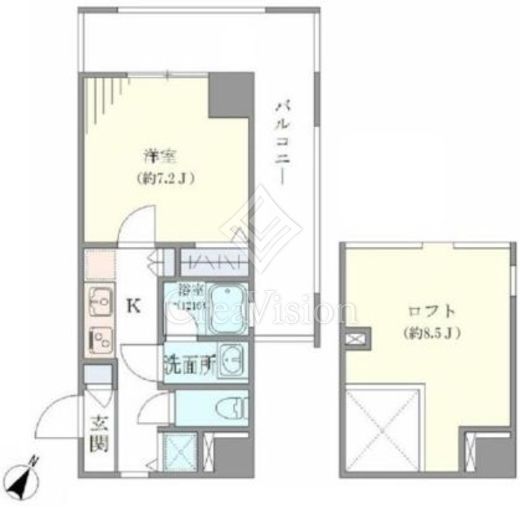 八ツ山三和ハウス 1R間取り