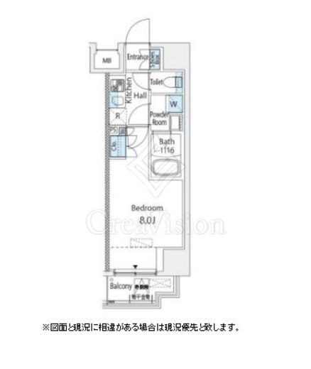 ブランノワール門前仲町 1K　間取り