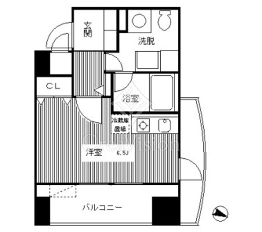 レジディア麻布十番2 1R　間取り図