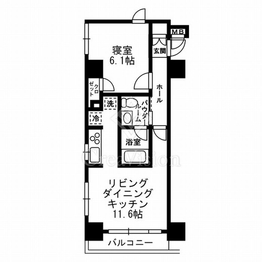 レジディア月島3 1LDK　間取り