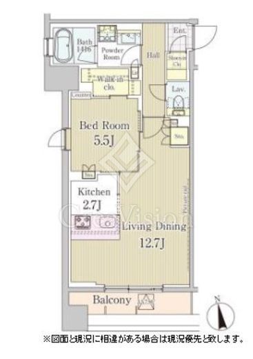 ロングアイランド恵比寿 1LDK　間取り図