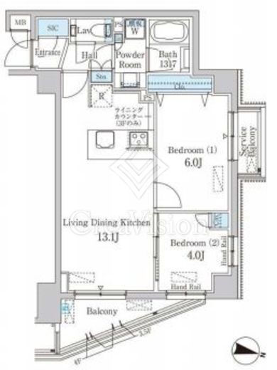 スタイリオ渋谷南平台 間取り　2LDK