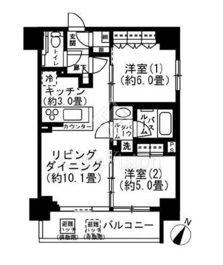 シティハウス東麻布 2LDK　間取り