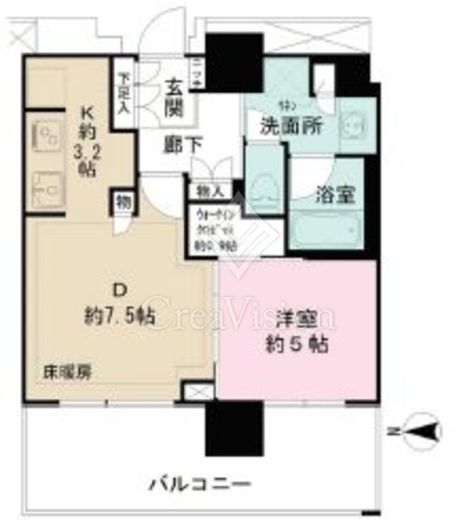 ザ・パークハウス中野タワー 1LDK　間取り図