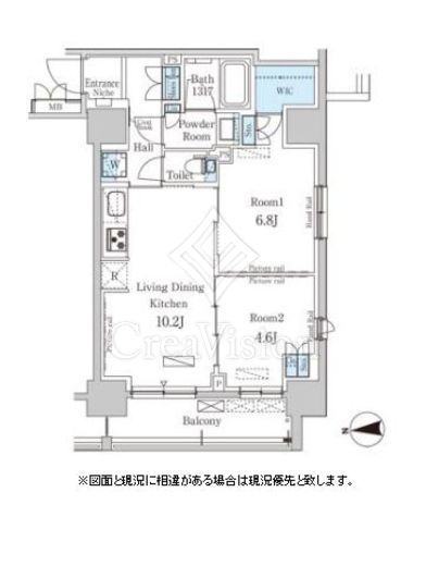 パークアクシス上野・稲荷町 間取り　2LDK