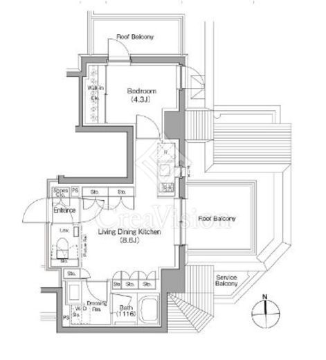 ザ・パークハビオ根岸三丁目 1LDｋ間取り図