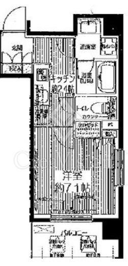 シエール自由が丘 1K　間取り図