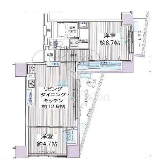 コスモグランス南品川 2LDK　間取り図