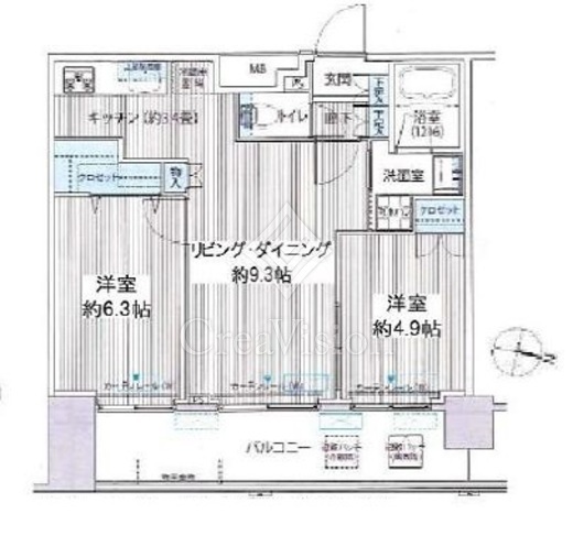 コスモグランス南品川 2LDK　間取り