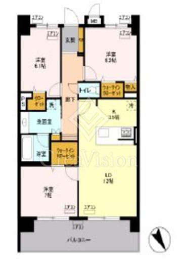 ロイヤルパークスリバーサイド 3LDK　間取り図