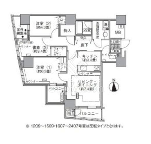 アクティ汐留 3LDK　間取り図