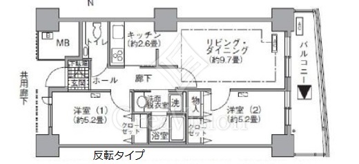 アクティ汐留 2LDK　間取り図