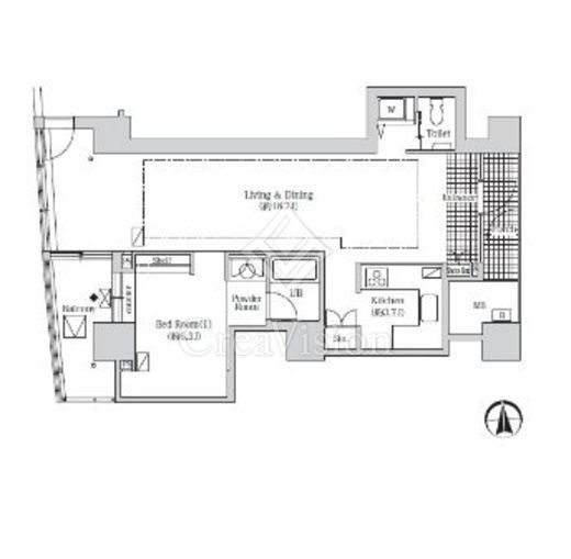 アクティ汐留 1LDK　間取り図