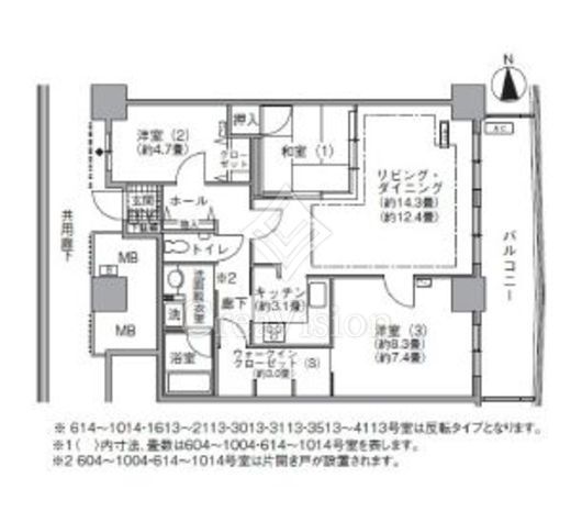 アクティ汐留 3LDK　間取り図