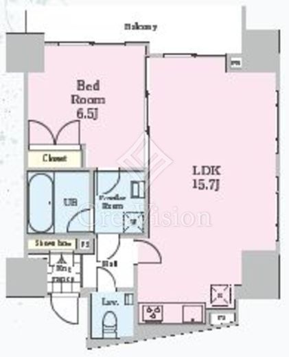 ラベイユ麻布十番 1LDK　間取り図