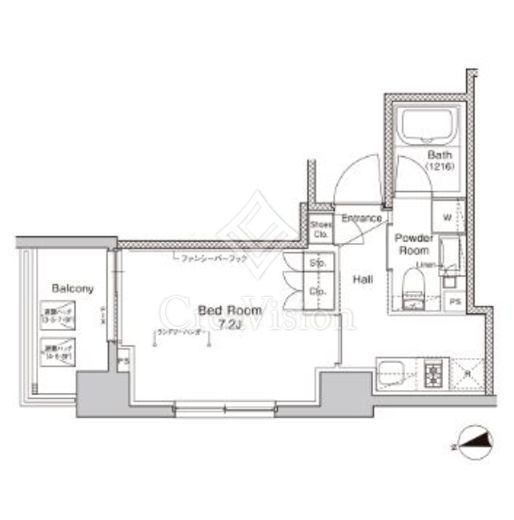 プラウドフラット門前仲町5 1K　間取り図