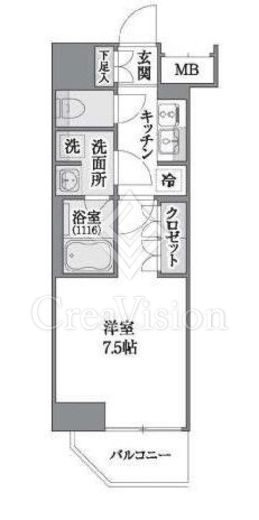 ブリリアイスト上野御徒町 1K　間取り図