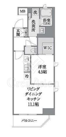 ブリリアイスト上野御徒町 1LDK　間取り図