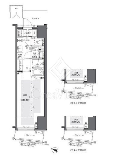 ZOOM都庁前 1R　間取り図