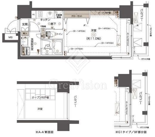 ZOOM西五反田 1K　間取り