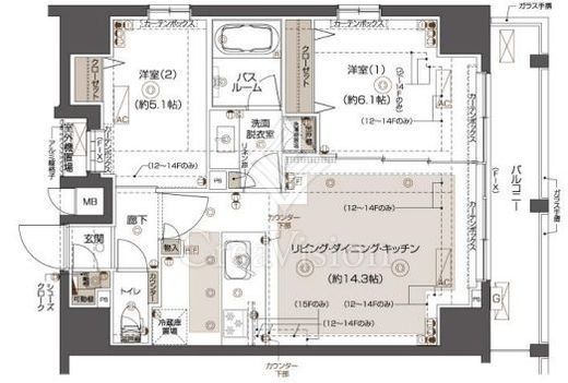 ZOOM西五反田 2LDK　間取り図