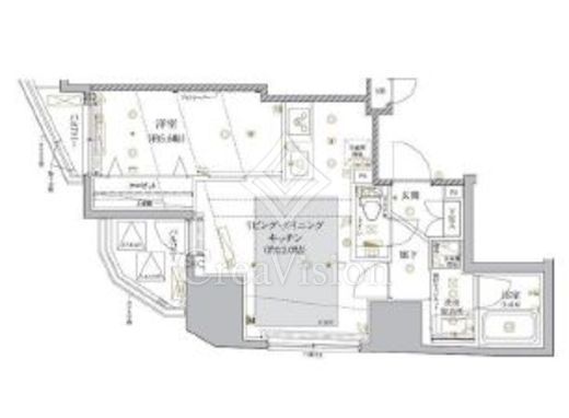 クレイシア神田淡路町 1LDK　間取り図