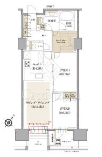 プレミスト日本橋浜町公園 2LDK　間取り図