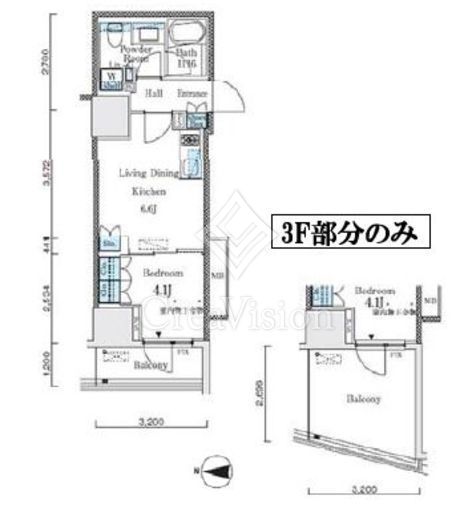 パークキューブ大井町レジデンス 1LDK　間取り