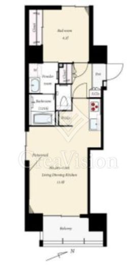 ザ・グランスイート蔵前 1LDK　間取り図