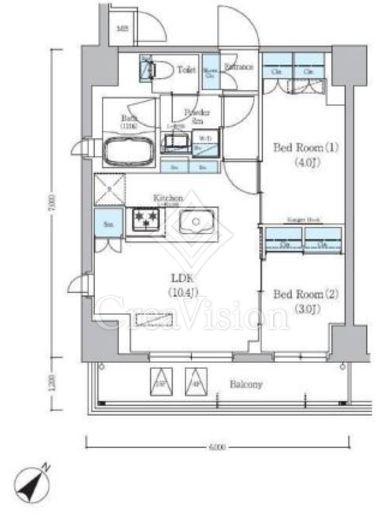 アーバネックス旗の台 2LDK　間取り図