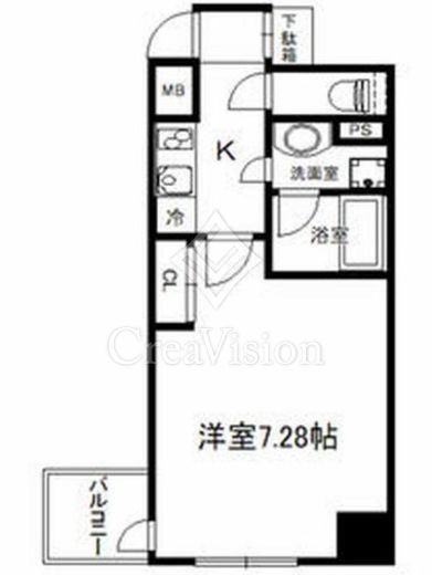 S-RESIDENCE日本橋浜町 (エスレジデンス日本橋浜町) 1K　間取り