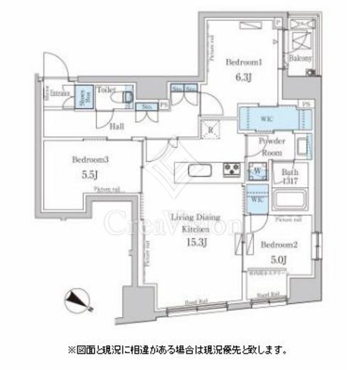 パークアクシス日本橋堀留町 3LDK　間取り