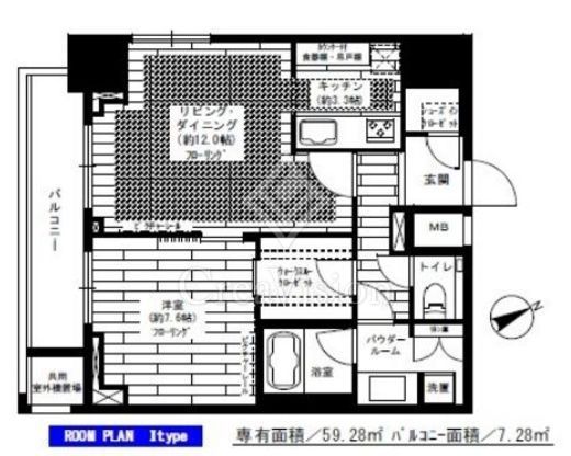 グランドコンシェルジュ六本木 1LDK　間取り図