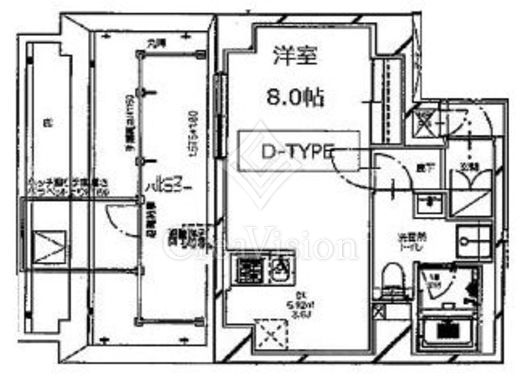 S-RESIDENCE月島 (エスレジデンス月島) 1R　間取り図