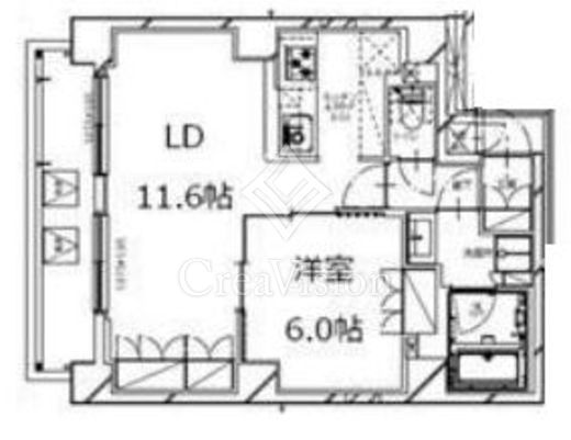 S-RESIDENCE月島 (エスレジデンス月島) 1LDK　間取り