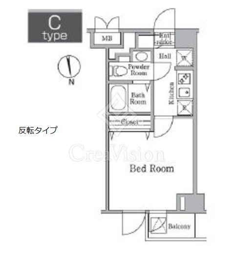 レジディア西小山 1K　間取り図