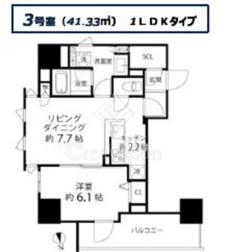 プレール・ドゥーク浅草橋 1LDK　間取り図