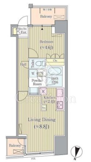 リンデンコート市ヶ谷 1LDK　間取り図