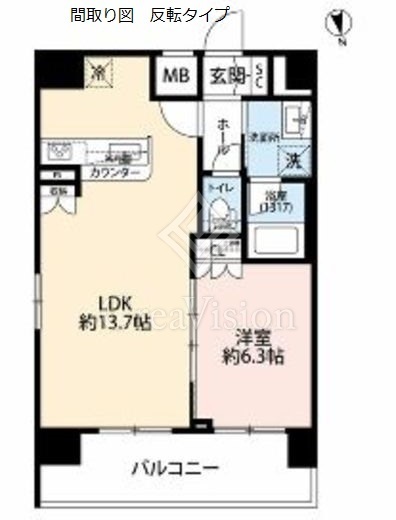 プレール・ドゥーク蔵前2 1LDK　間取り図